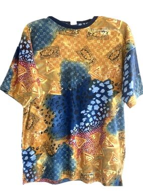 Vintage 90s Abstract Art All Over Print T Shirt Made in USA Cotton Mens Small